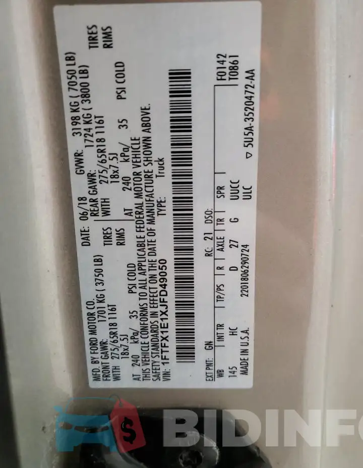 1FTFX1E1XJFD49050 Photo# 13