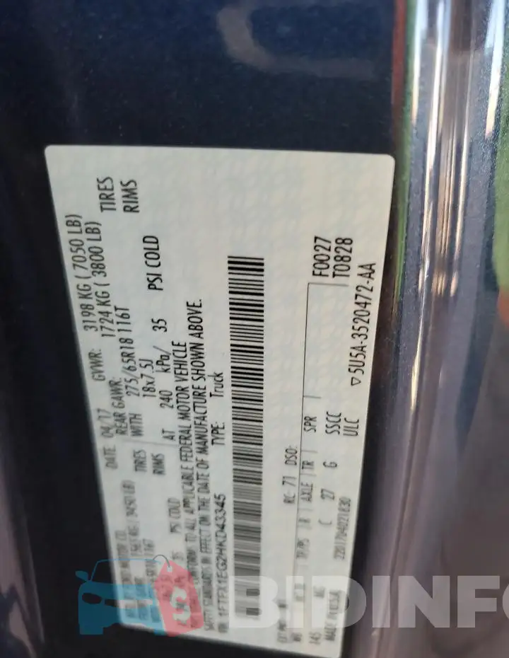 1FTFX1EG2HKD43345 Photo# 12