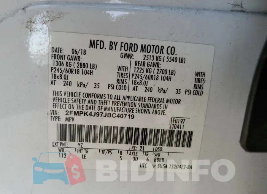 2FMPK4J97JBC40719 Photo# 12