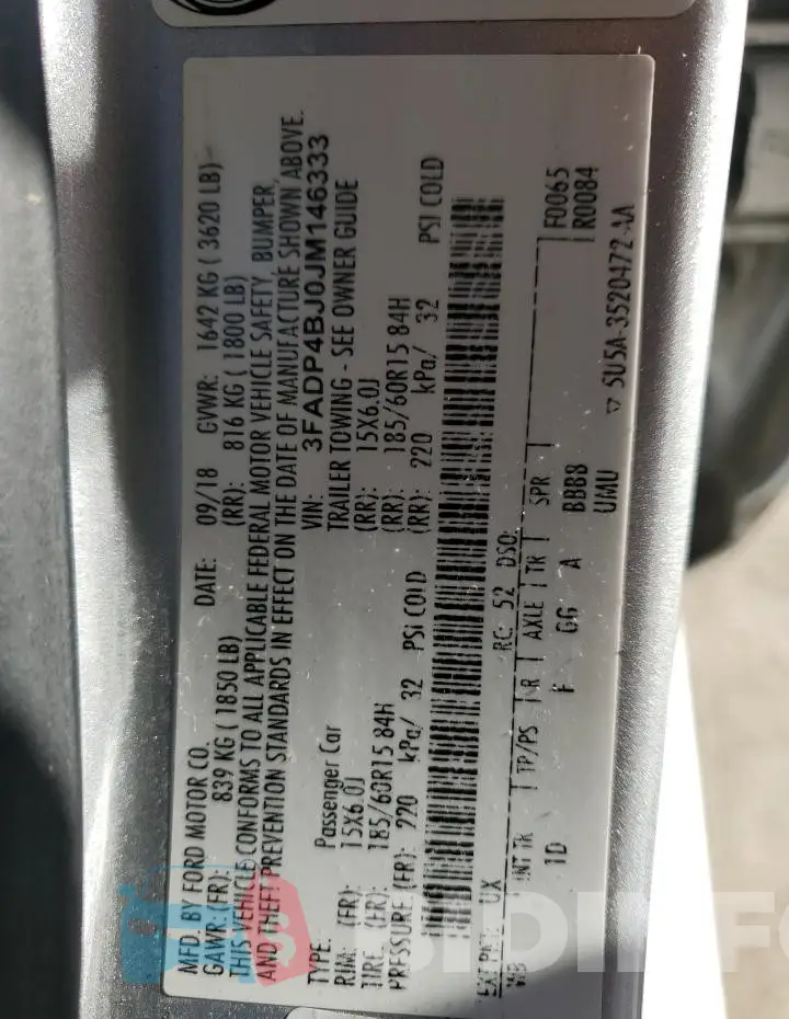 3FADP4BJ0JM146333 Photo# 12