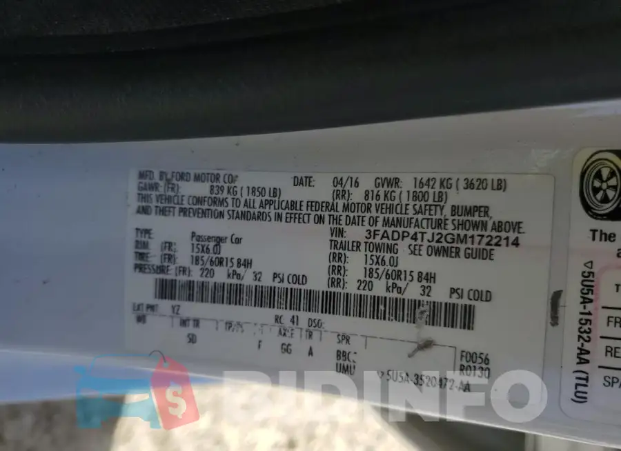 3FADP4TJ2GM172214 Photo# 12