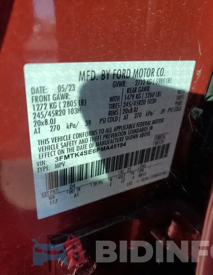 3FMTK4SE6PMA45194 Photo# 13
