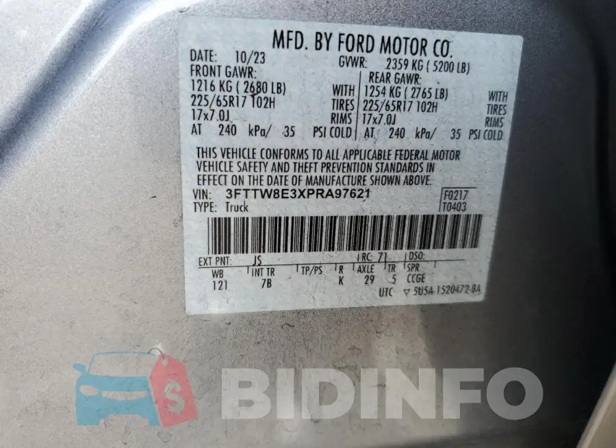 3FTTW8E3XPRA97621 Photo# 13