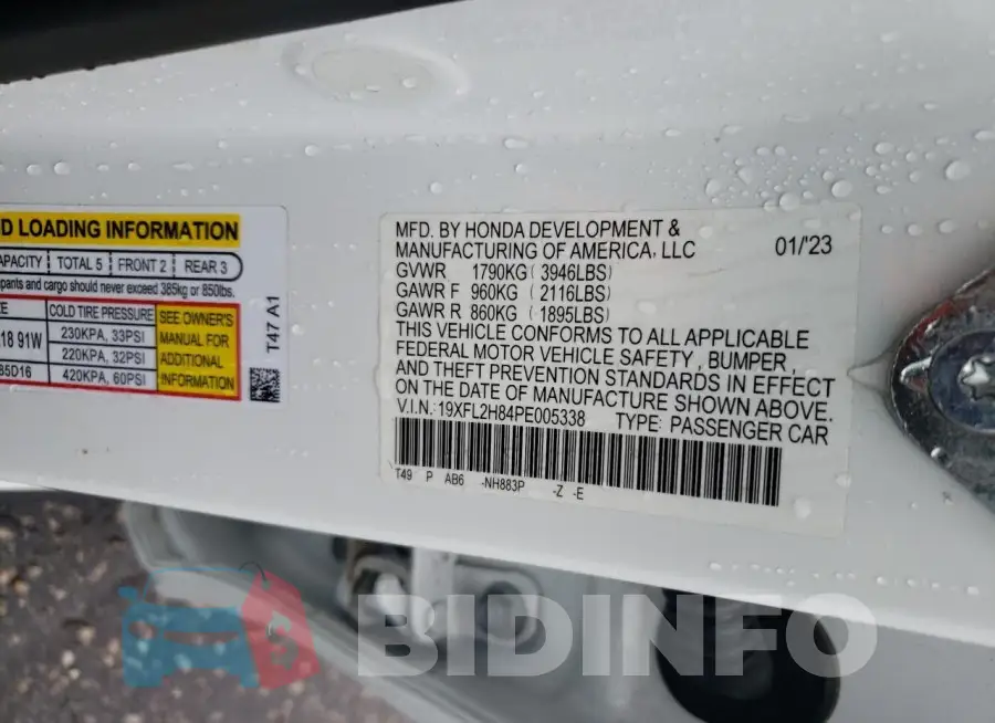 19XFL2H84PE005338 Photo# 12
