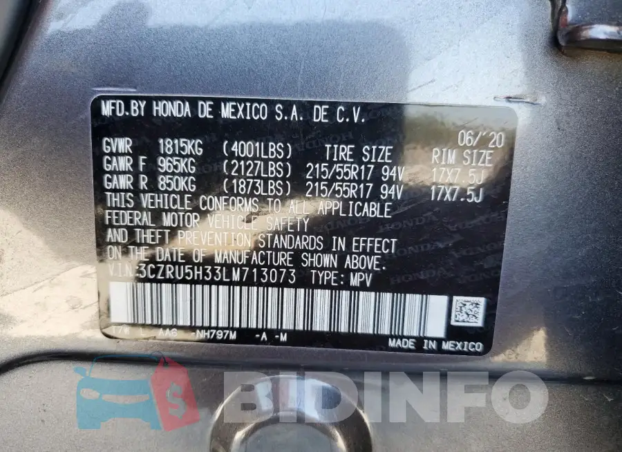 3CZRU5H33LM713073 Photo# 13