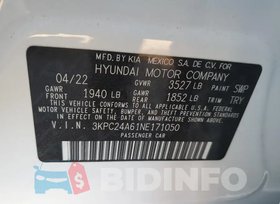 3KPC24A61NE171050 Photo# 12