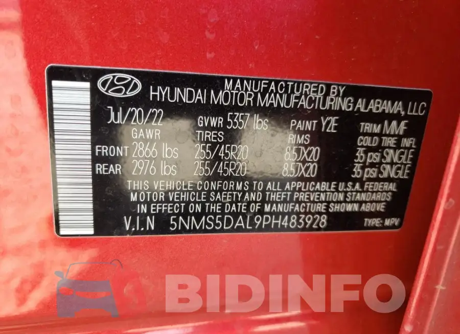 5NMS5DAL9PH483928 Photo# 13