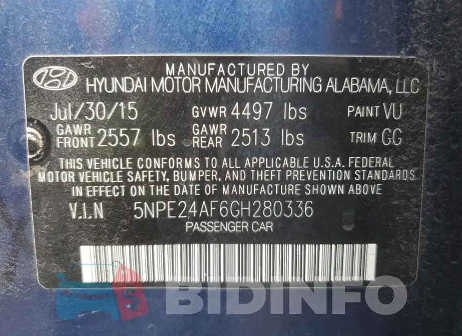 5NPE24AF6GH280336 Photo# 12