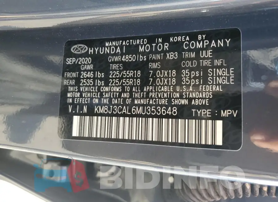 KM8J3CAL6MU353648 Photo# 13