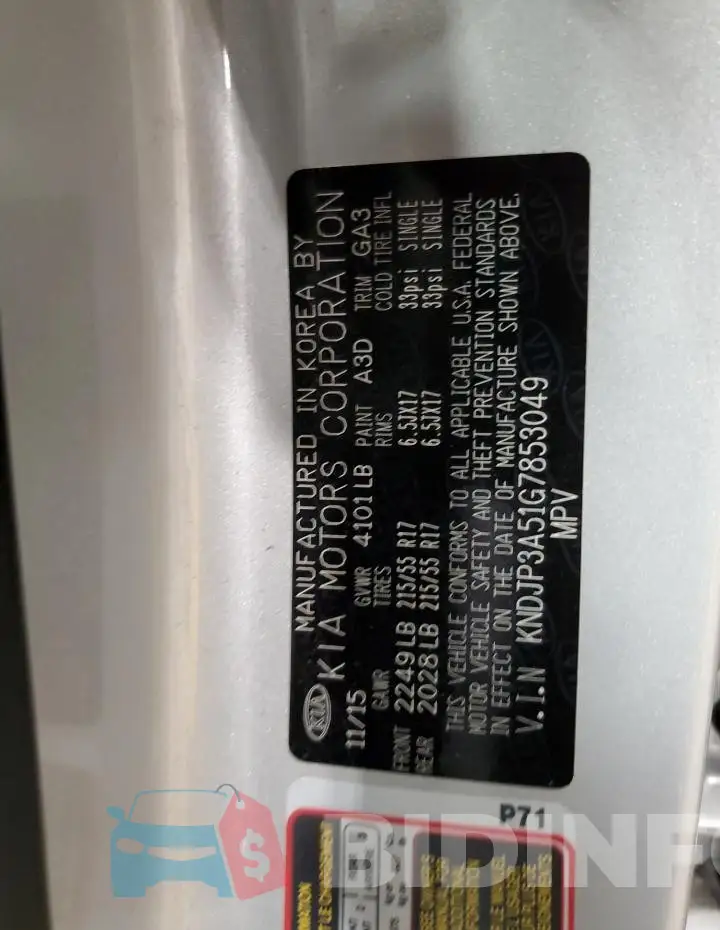 KNDJP3A51G7853049 Photo# 12
