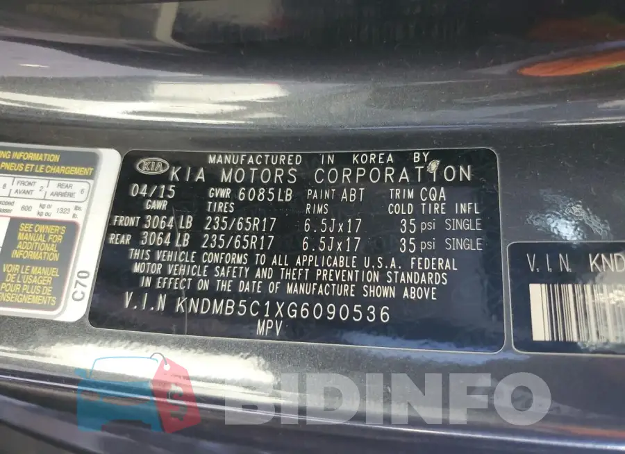 KNDMB5C1XG6090536 Photo# 12
