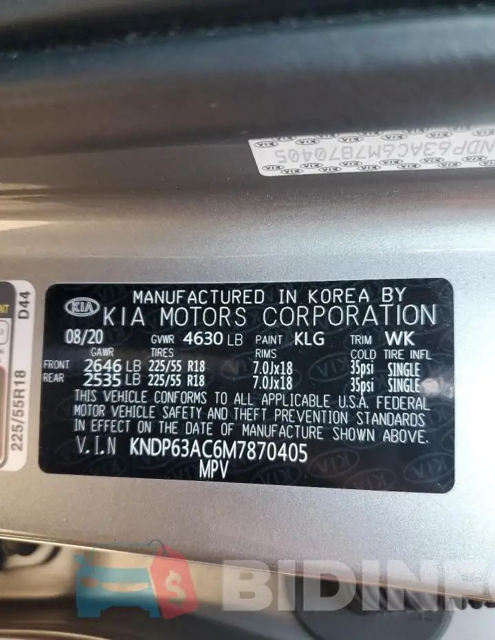 KNDP63AC6M7870405 Photo# 14