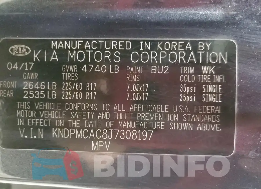 KNDPMCAC8J7308197 Photo# 13