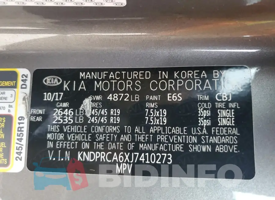 KNDPRCA6XJ7410273 Photo# 13