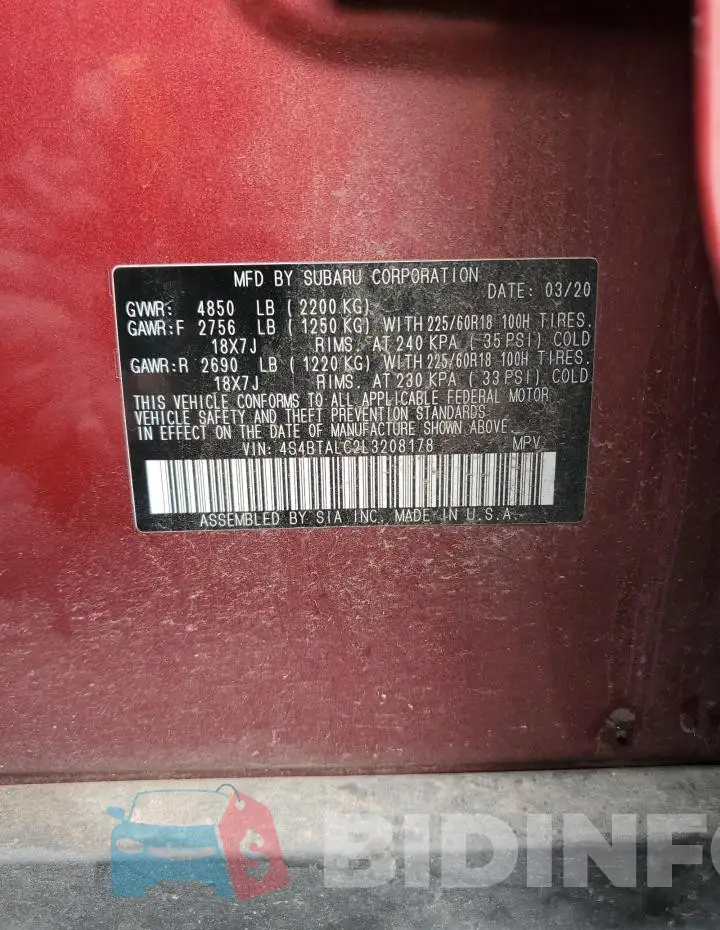 4S4BTALC2L3208178 Photo# 13