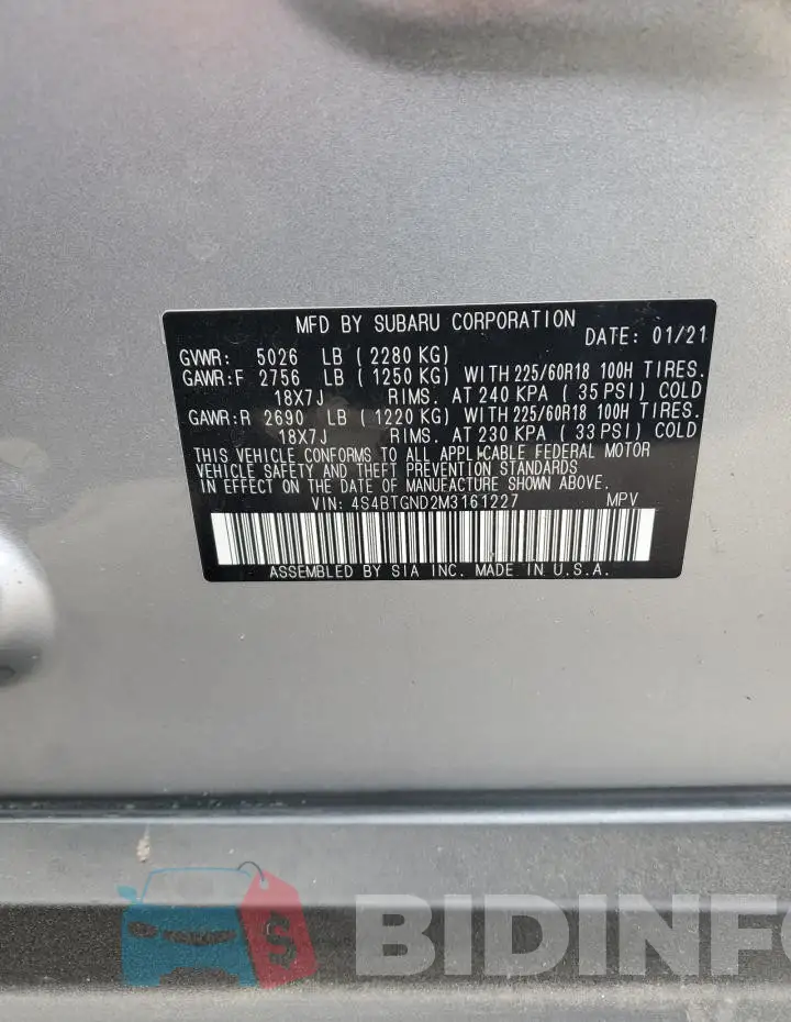 4S4BTGND2M3161227 Photo# 13