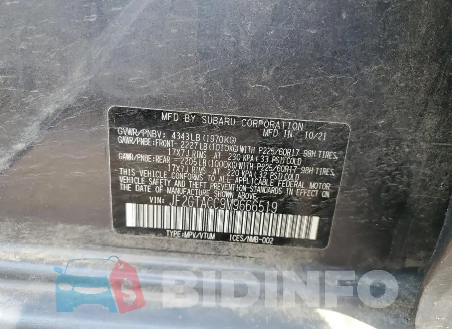 JF2GTACC9M9666519 Photo# 12