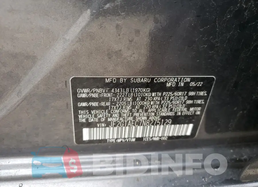 JF2GTAEC7N8275129 Photo# 13
