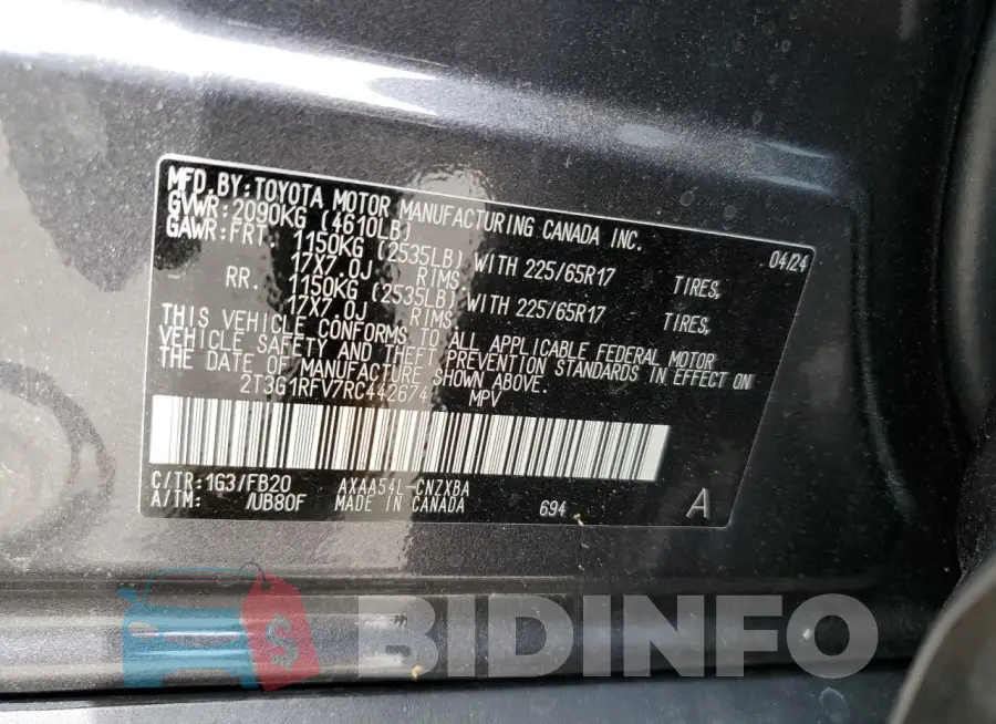 2T3G1RFV7RC442674 Photo# 14