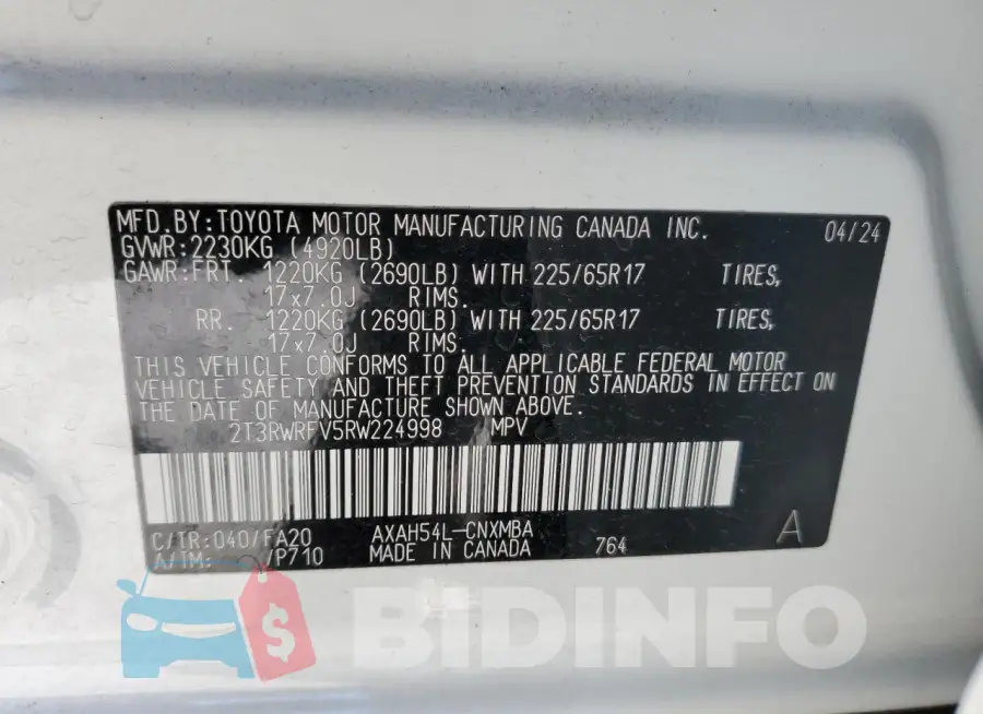 2T3RWRFV5RW224998 Photo# 13