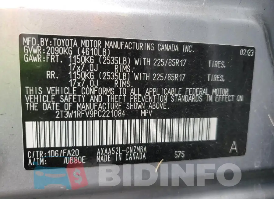 2T3W1RFV9PC221084 Photo# 12