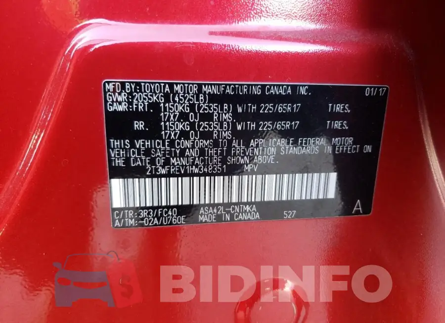 2T3WFREV1HW348351 Photo# 14