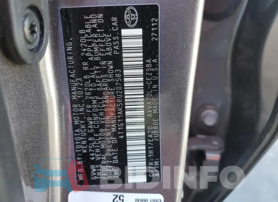 4T1G11AK5RU207583 Photo# 12