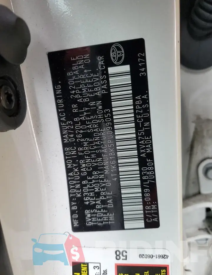 4T1K61BK5PU099053 Photo# 12