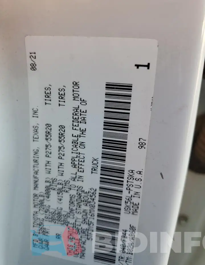 5TFDY5F16MX034562 Photo# 12