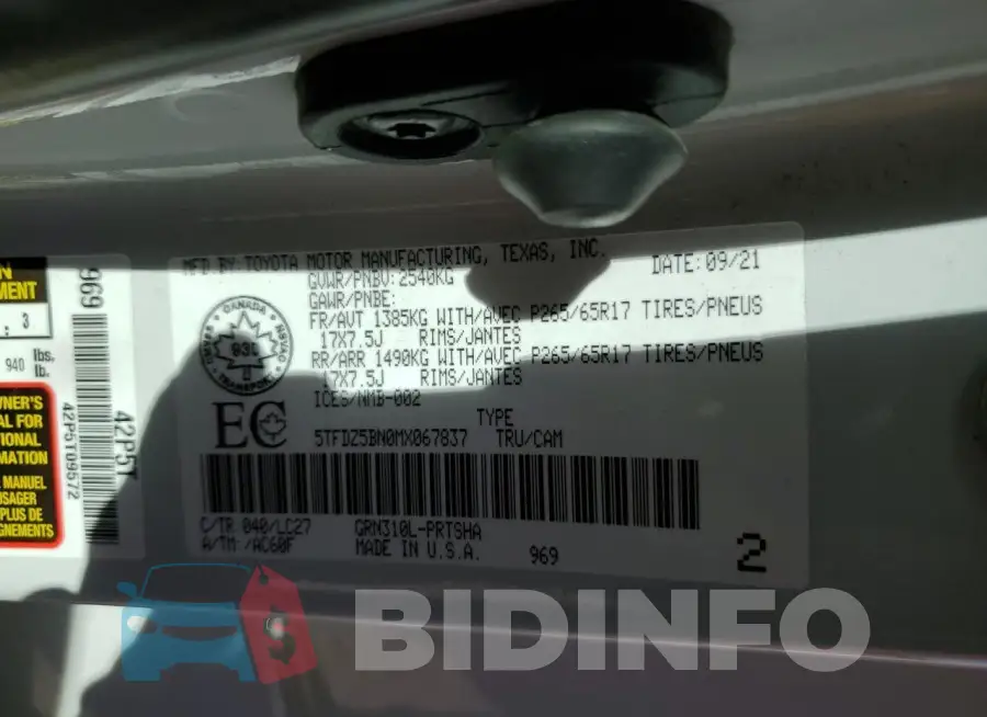 5TFDZ5BN0MX067837 Photo# 13