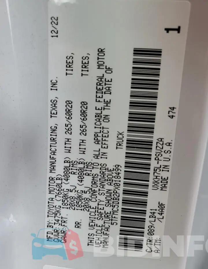 5TFMC5DB2PX018499 Photo# 12