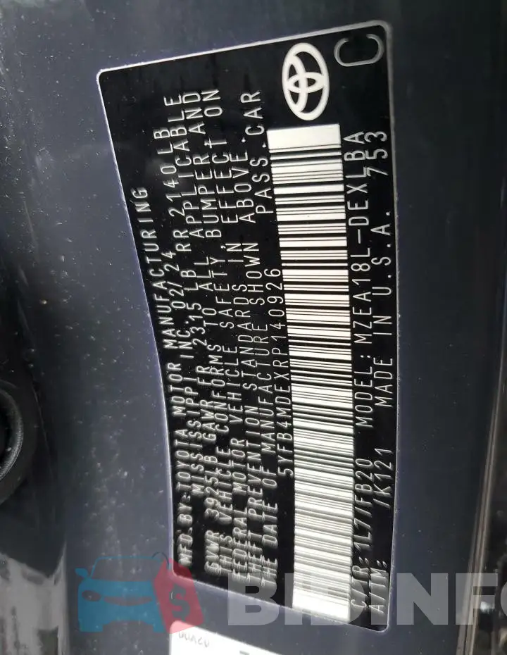 5YFB4MDEXRP140926 Photo# 12
