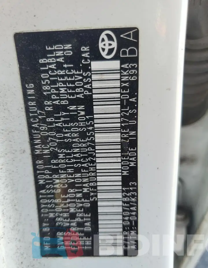 5YFBURHE2JP755451 Photo# 12