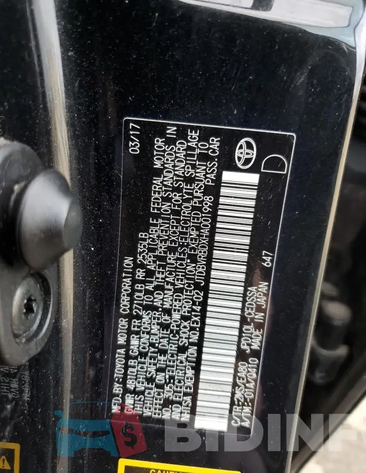 JTDBVRBDXHA001998 Photo# 12