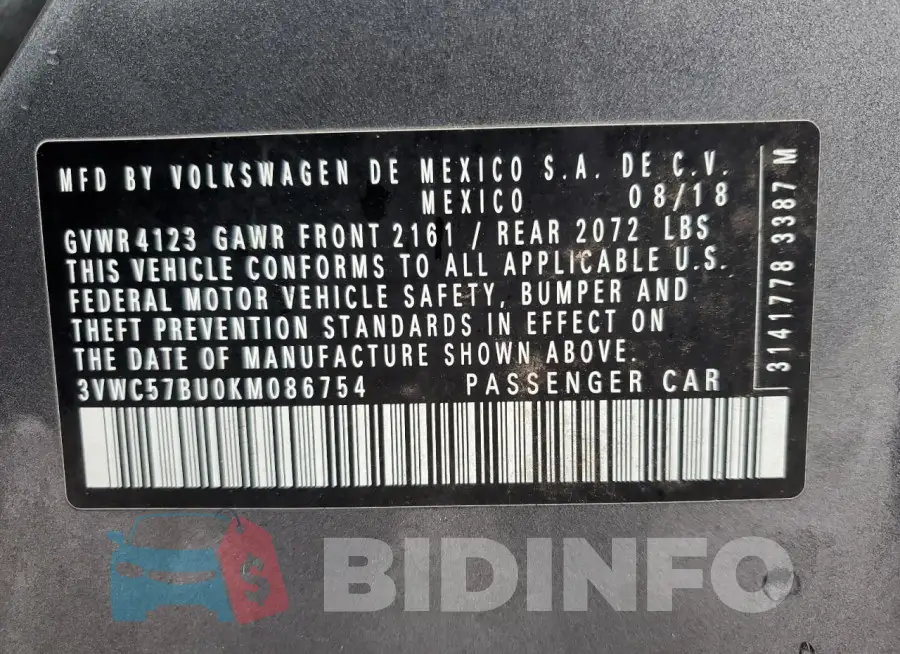 3VWC57BU0KM086754 Photo# 12