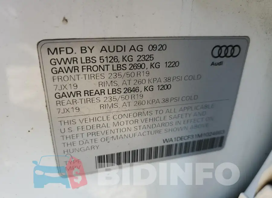 WA1DECF31M1024663 Photo# 13
