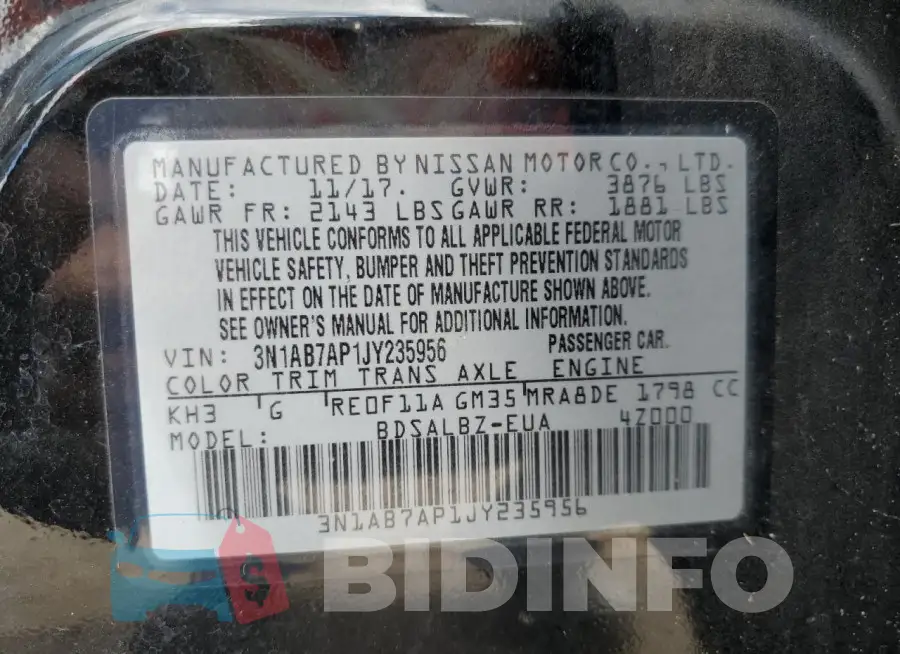 3N1AB7AP1JY235956 Photo# 13