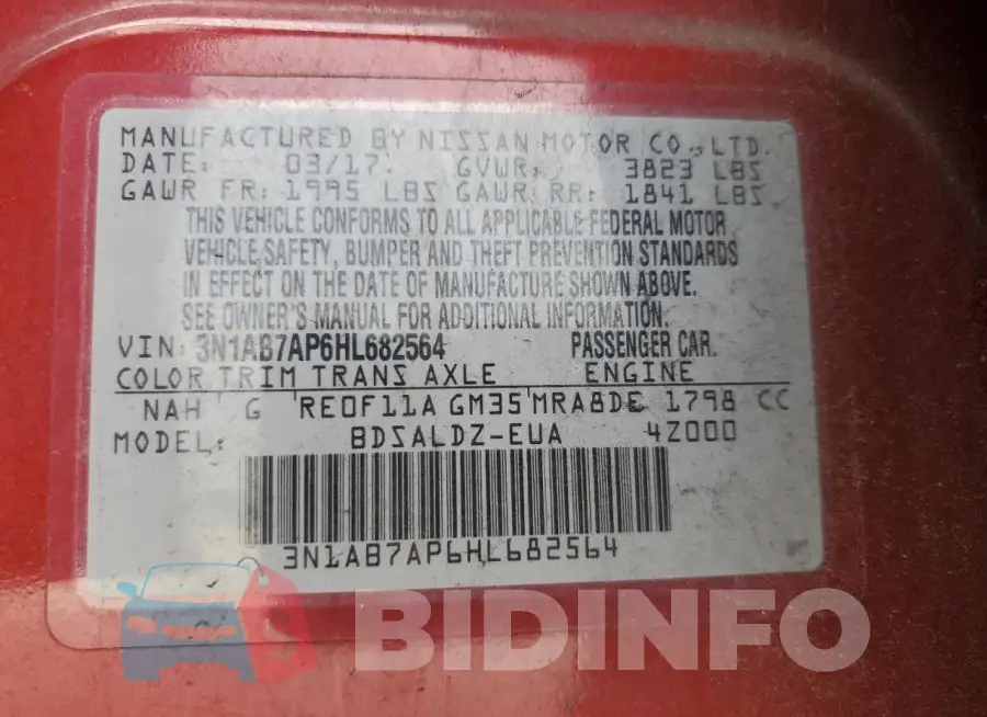 3N1AB7AP6HL682564 Photo# 13