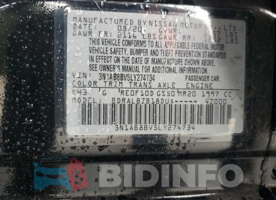3N1AB8BV5LY274734 Photo# 12