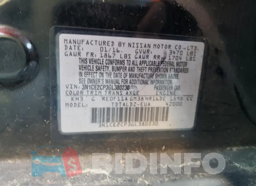 3N1CE2CP3GL380230 Photo# 12