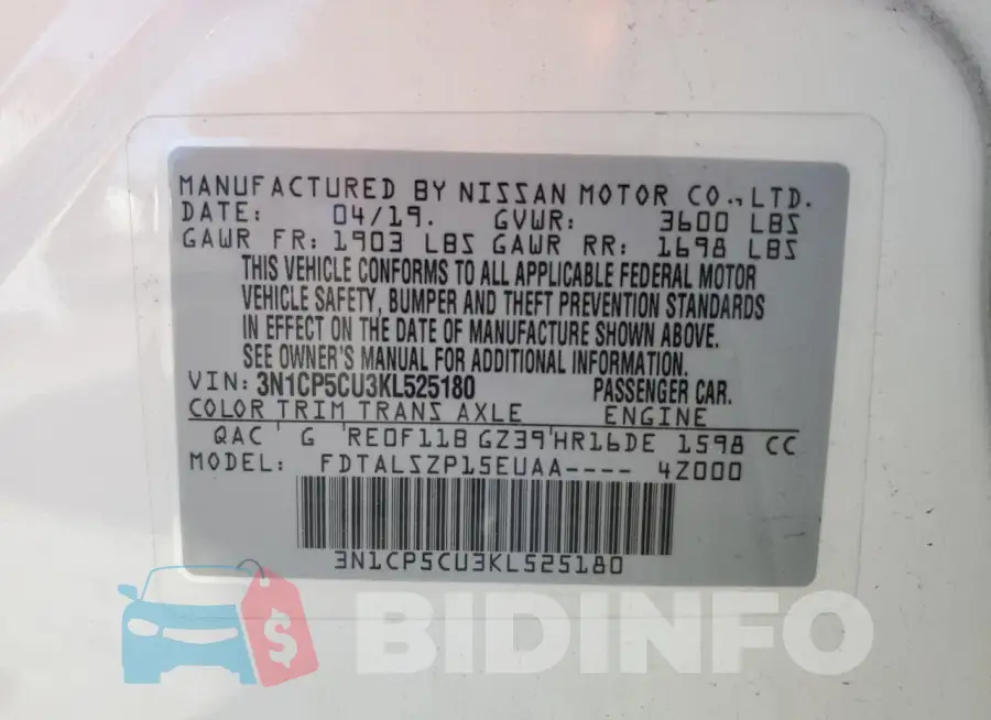3N1CP5CU3KL525180 Photo# 13