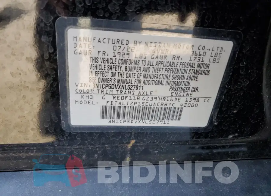 3N1CP5DVXNL527911 Photo# 14