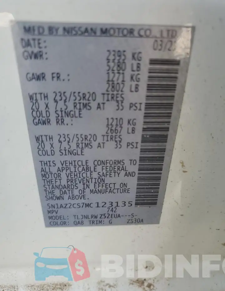 5N1AZ2CS7MC123135 Photo# 14