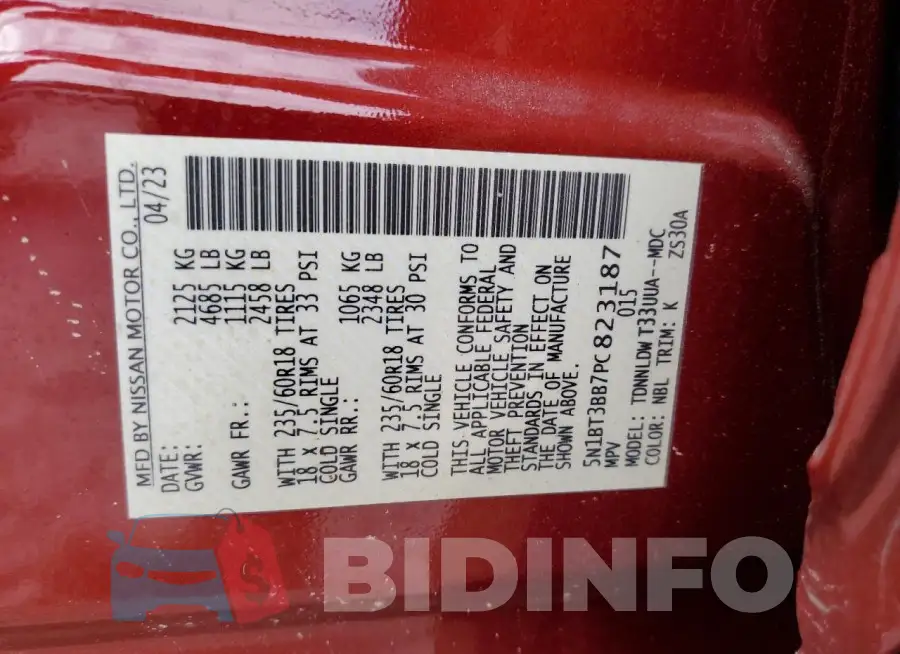 5N1BT3BB7PC823187 Photo# 14