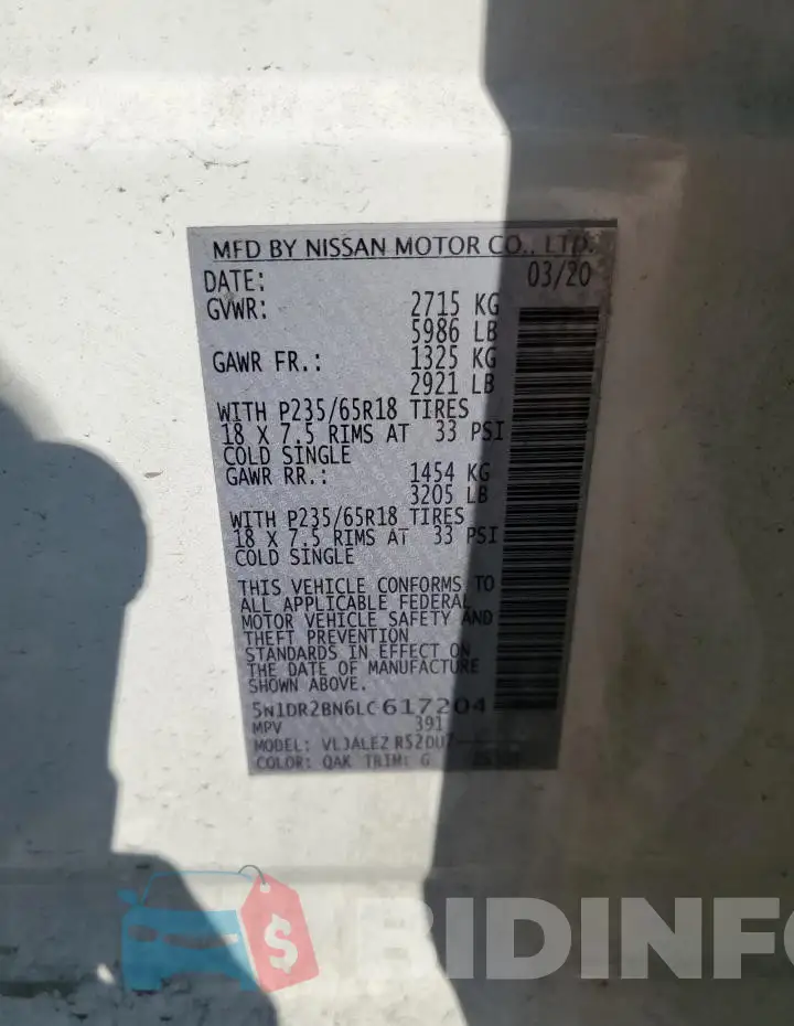 5N1DR2BN6LC617204 Photo# 13