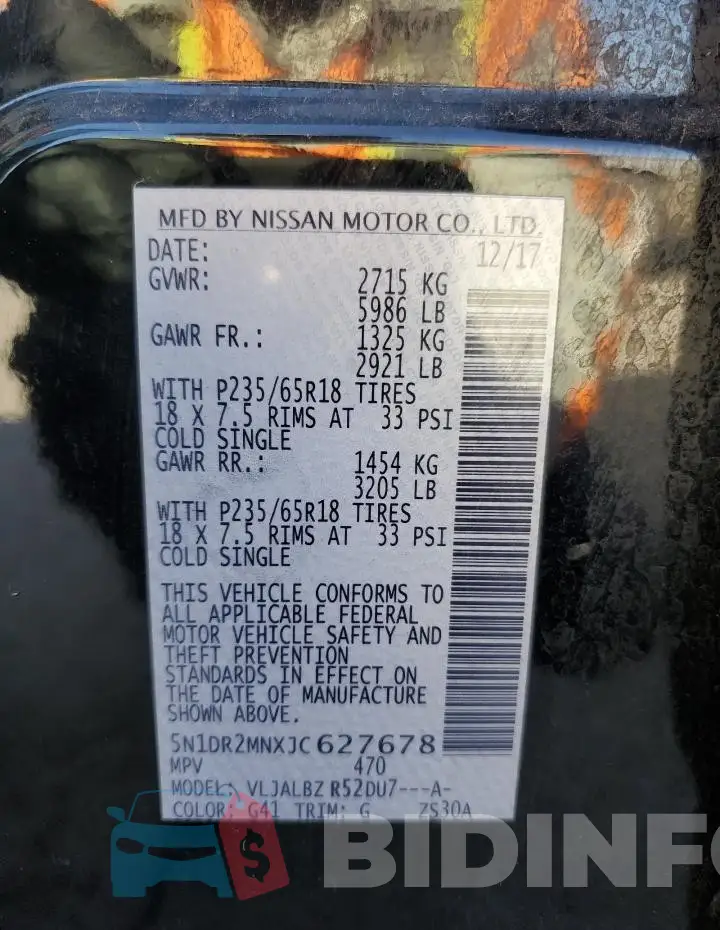 5N1DR2MNXJC627678 Photo# 13