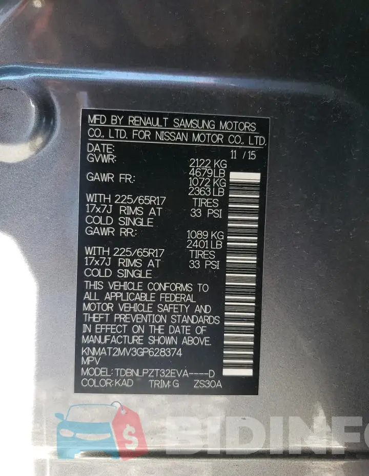 KNMAT2MV3GP628374 Photo# 14