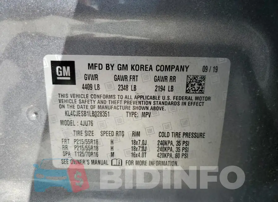 KL4CJESB1LB028351 Photo# 13