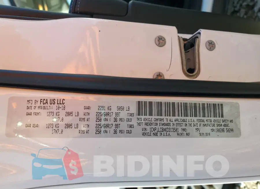 1C4PJLCBXKD313501 Photo# 12