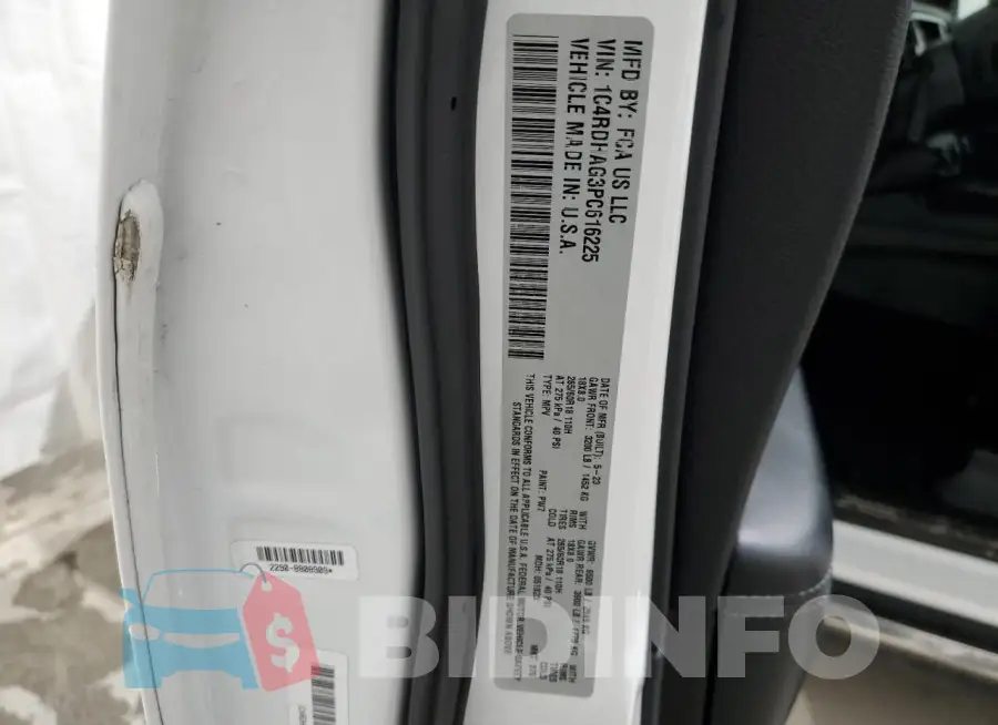 1C4RDHAG3PC616225 Photo# 14